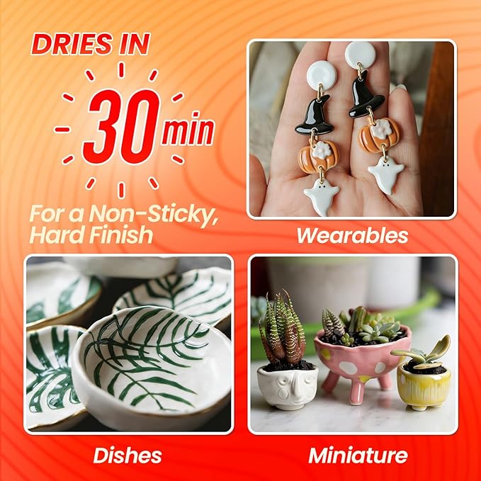 Clay Glaze, Gloss Varnish for Air Dry Clay Waterproof, Polymer Clay Glaze, Non-Toxic & Anti-Cracking, High Gloss for Air Dry Clay, Polymer Clay, Oven Baked Clay, Pottery Clay, Ceramic Clay