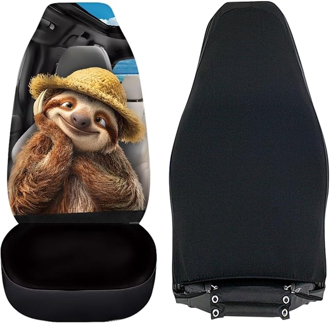 Funny Car Seat Cover Front Seats Only,Sloth Driver Front Bucket Seat Cover Decorative Vehicle Cushion Seat Cover Set,Automotive Accessories Interior Decoration