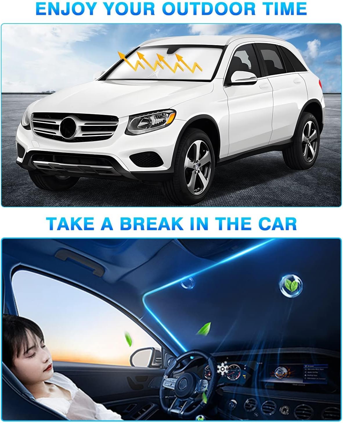 KUST Windshield Sun Shade for Audi Q8 2019-2023 2024 2025 2026 Window Shade Sun Visor Cover Foldable Blocks UV Rays Keep Your Car Cooler