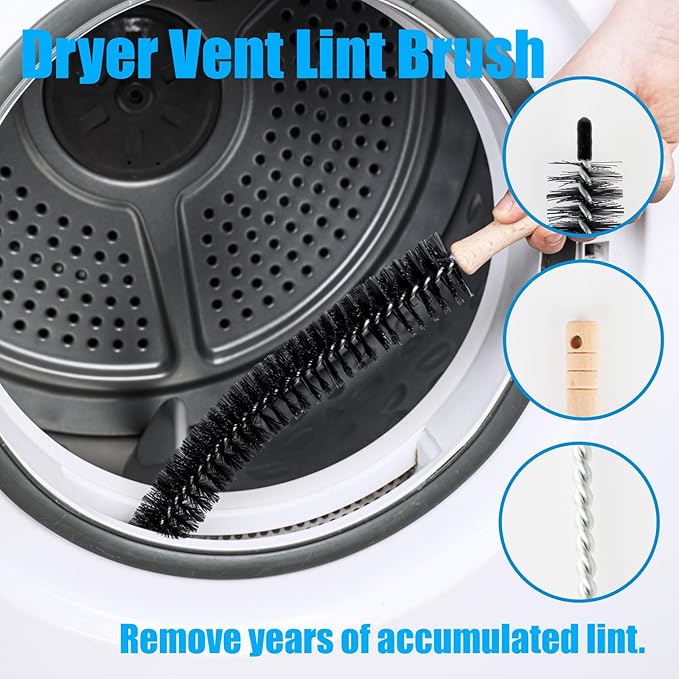 Washing Machine Cleaning Brush,Dryer Vent Cleaner Kit,Crevice Brush for Bathroom, Shower & Kitchen - Scrub Brushes with Long Handle,Household Cleaning Tools Tile, Bathtub, Sink, Grout Cleaning Brushes