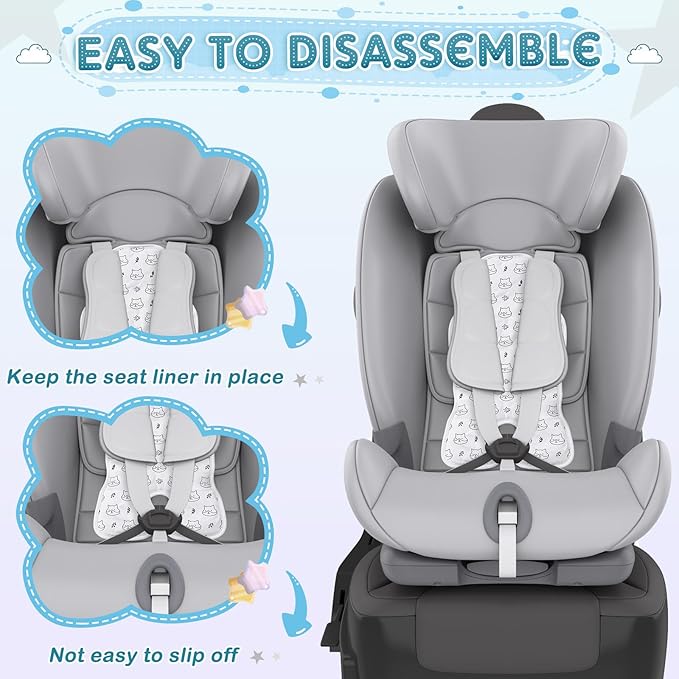 Pinkunn Gel Car Seat Baby Cooling Pad for Summer Breathable Stroller Cooler Pad Multifunctional Carseat Cooling Mat for Baby Child Dining Chair Safety Seat Stroller(White,Fox)