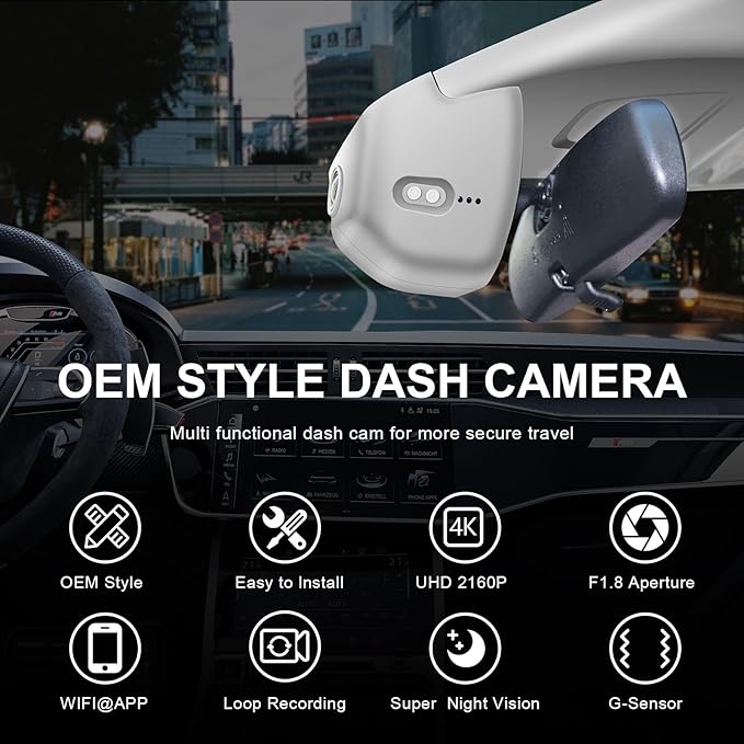 Mangoal Front 4K & Rear 1080p Dash Cam Custom fit for 11th Honda Civic 2022-2026(Gray), Si Type R Hatchback XL Sport SE EX_L Touring 1.5 2.0T, Integrated OEM Look, WiFi & App, 128GB Card