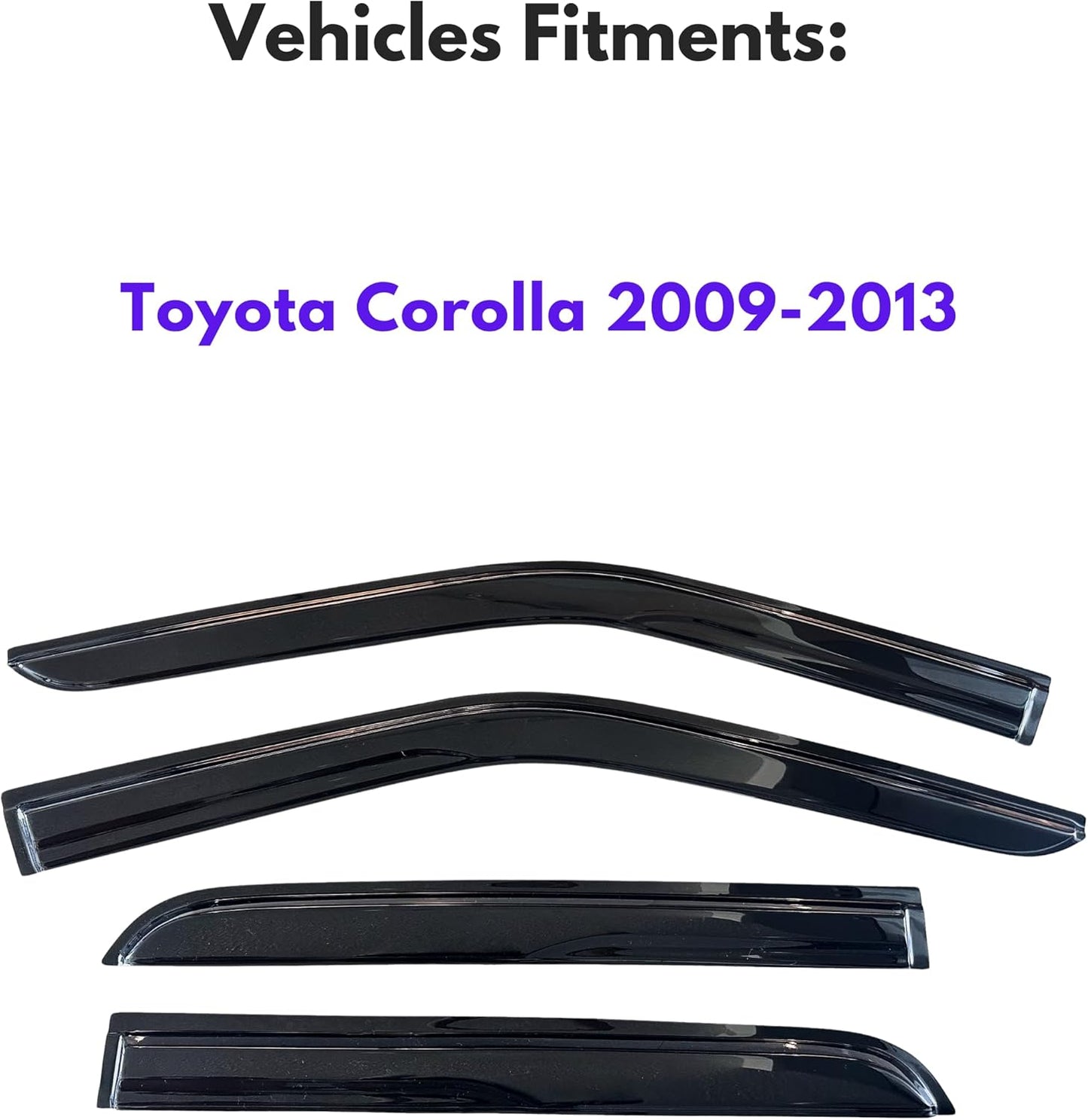 KPY Window Visor Compatible with Toyota Corolla 2009-2013, 4PC Rain Guard Side Window Vent Deflectors Tape-On Mugen Style, 2009 2010 2011 2012 2013