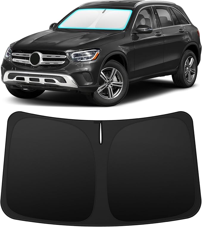 INSAUTO Custom Fit Windshield Sun Shade Accessories for Mercedes-Benz GLC 2016-2022, Foldable Front Window Sunshade, UV & Heat Reflector, Keeps Interior Cool, Includes Storage Bag