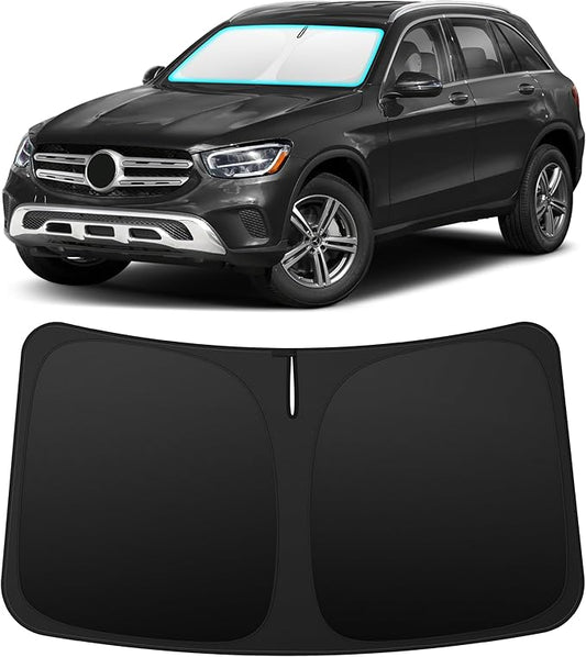 INSAUTO Custom Fit Windshield Sun Shade Accessories for Mercedes-Benz GLC 2016-2022, Foldable Front Window Sunshade, UV & Heat Reflector, Keeps Interior Cool, Includes Storage Bag