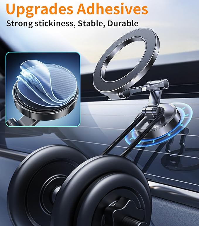 kaistyle for Magsafe Car Mount【Tri-fold & All Metal】Magnetic Phone Holder for Car Phone Holder Mount Dashboard Cell Phone Holders for Your Car Accessories for Women Men for iPhone 17 Pro Max 16 15 14