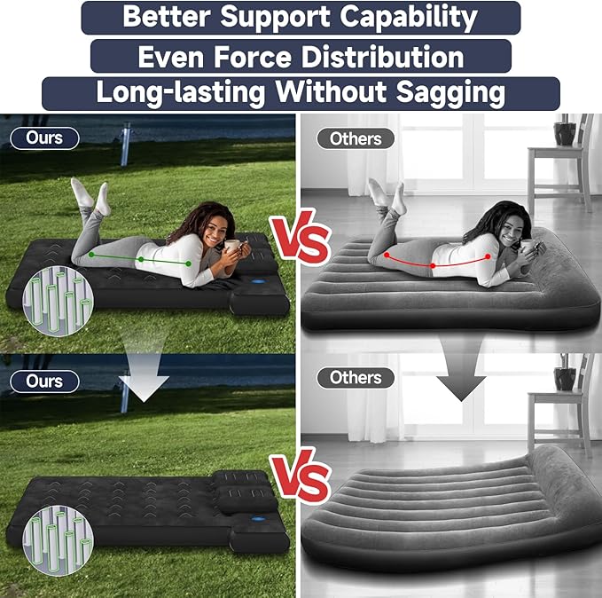 Umbrauto Truck Bed Air Mattress for 5.5-5.8ft Full Size Short Bed, Inflatable Pickup Airbed with Pump for Outdoor Travel