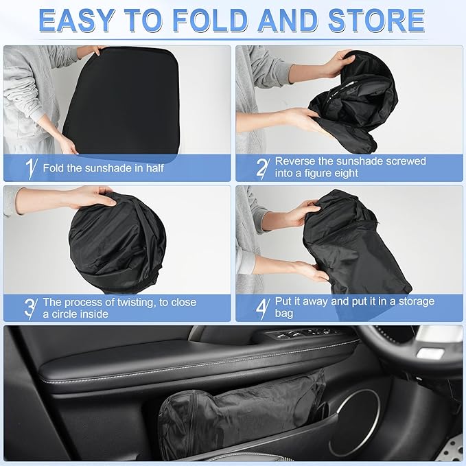 SINGARO 300T Universal Car Windshield Sun Shade, Foldable Reflective for Windshield & Window Shades with Overlapping Design, Car Interior Accessories (57" L x 30" W)