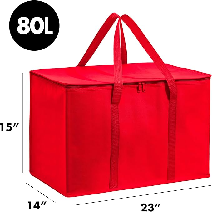 Carrywell (Not Made In China) Insulated Food Delivery and Catering Bags, XXXL Pizza Delivery and Reusable Warming Bag, Thermal Insulation Tote for Hot and Cold Food, Doordash