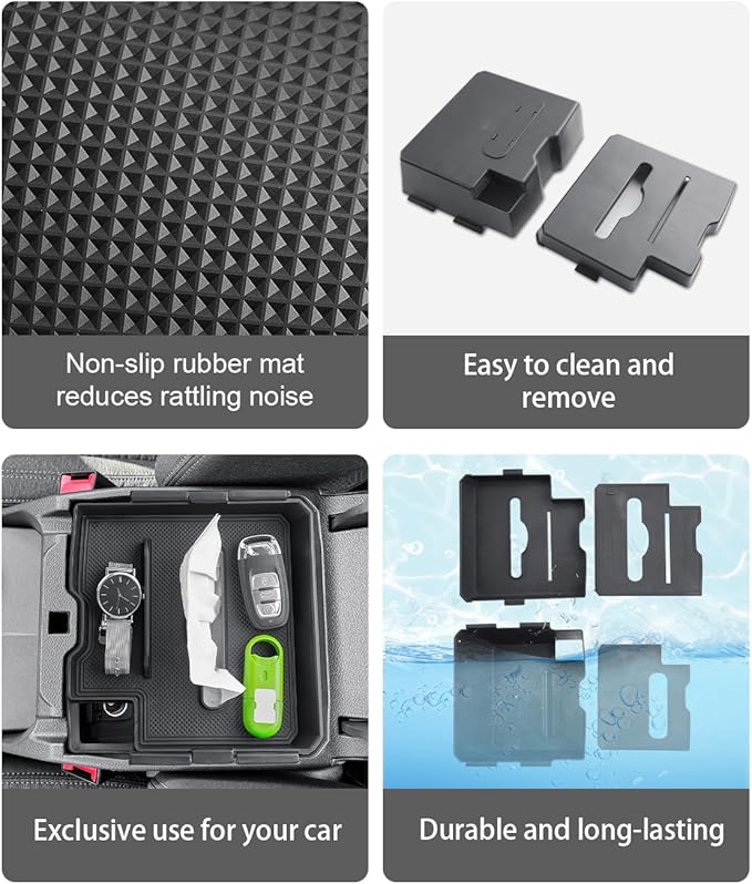 CDEFG 2PCS Center Console Organizer for 2024 2025 2026 Ford Ranger Middle Console Dual Organizers with Tissue Slot