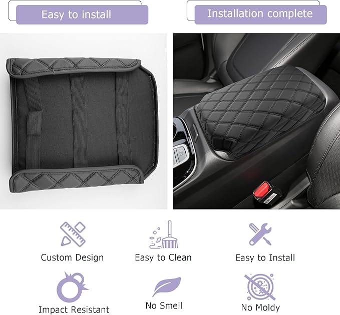 ZCLINKO 2026 Tucson Center Console Cover 2022-2026 Tucson Armrest Cover Tucson Center Console Armrest Pad Soft Leather 2025 Tucson SEL Armrest Console Cover 2026 2025 Tucson Accessories(Black)