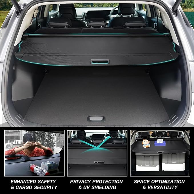 Cargo Cover for Mazda CX-70 CX70 2024 2025 2026 Accessories Retractable Trunk Cover Security Shielding Shade Cargo Luggage Cover Trunk Privacy Protection (Carbon Fiber Texture)