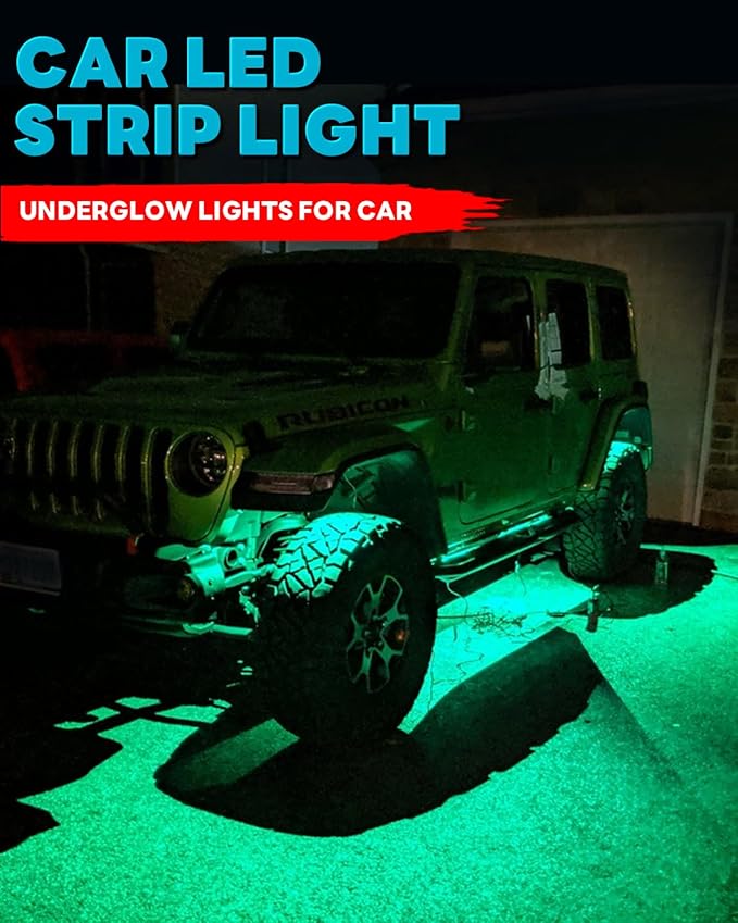 12V Led Light Strip Connectable 24Inch Green Led Strip Lights for Car Underglow Kit Golf Cart Motorcycle Boat Cabinet Waterproof Led Light Strip,4Pack