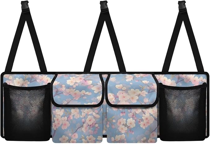 Peach Flower Car Trunk Organizer Foldable Capacity Storage Bag Car Back Seat Storage Bag Hanging Auto Interior Accessories for SUVs Sedans Trucks Jeeps