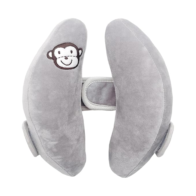 Baby Travel Pillow, Adjustable Head Neck Pillow for Infant Car Seat, Stroller Headrest Pillow for Infants, Banana Travel Headrest Pillow, Comfortble Toddler Neck Pillows for Pushchair, Gray