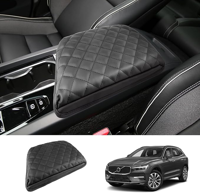 2018-2025 2026 XC60 Center Console Cover for Volvo XC60 (Core/Plus/Ultimate/Ultra/Black Edition/Momentum/R-Design/Inscription),Waterproof&Comfy Leather Cushion 2023 2024 2025 XC60 Armrest Cover