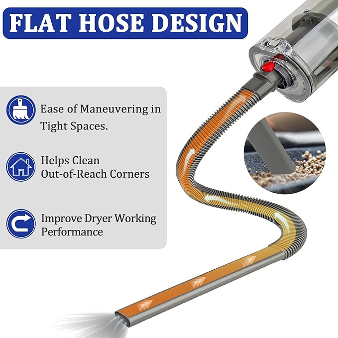 Dryer Vent Lint Vacuum Atttachments Kit and Crevice Tool for Dyson Gen 5 V15 V12 V11 V10 V8 V7 Detect Outsize Slim Absolute Cyclone Vacuum Cleaner Nozzle Flexible Dryer Lint Remove Hose Cleaner Kit