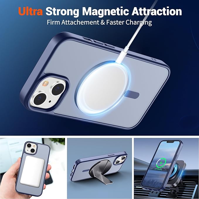 SUPFINE Magnetic for iPhone 15 Plus Case & iPhone 14 Plus Case(Compatible with MagSafe)(Military Grade Drop Protection) Slim Translucent with Anti-Fingerprint Phone Case,Lavender Gray