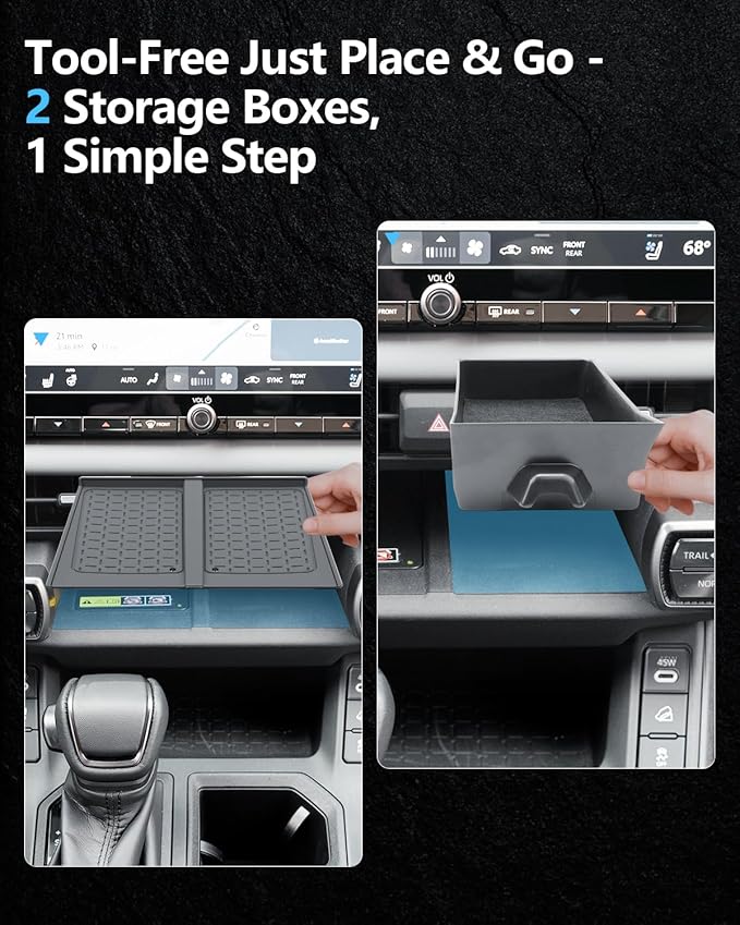 SKTU 2-Pack for 2026 Toyota RAV4 Console Tray 2026+ RAV4 (LE/SE/XLE Premium/Woodland/XSE/Limited) Drawer Storage Box & Wireless Charging Mat 2026 RAV4 Accessories Rubber Console Non-Slip Pad