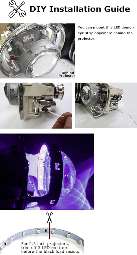 iJDMTOY Ultra Blue 15-SMD LED Accent Ambient Lighting Kit Compatible with Car Motorcycle Projector Lens Demon Eye Retrofit