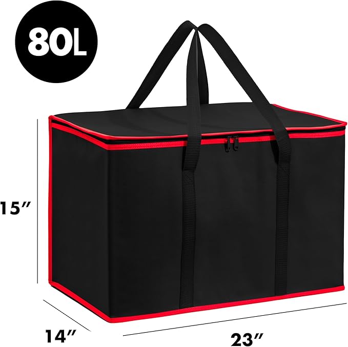 Carrywell (Not Made In China) Insulated Food Delivery Bags, XXXL Pizza Delivery and Reusable Warming Bag For Catering, Thermal Insulation Tote for Hot and Cold Food, Doordash