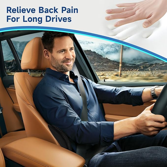 Lumbar Support Pillow for Office Chair Car Lumbar Pillow,Memory Foam Back Cushion with Breathable 3D Mesh Lumbar Support Orthopedic Backrest for Lower Back Pain Relief Ergonomic, LowerBackSupportBlack