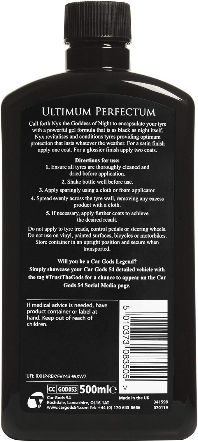Car Gods Powerful Gel Black Angel Tire Serum Formula, Revitalizing and Conditioning Tire Dressing, 17 Fl Oz