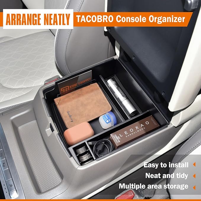 TACORBO Center Console Organizer Compatible with Kia Carnival 2026 2025 2024 2023 2022 Accessories Insert Tray, KA4 MPV Armrest Secondary Storage Box, Black Trim