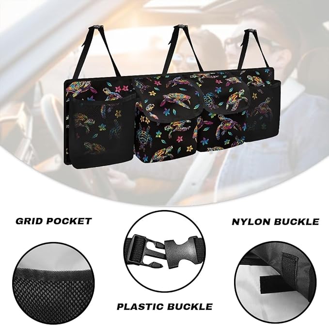 Color Turtles Trunk Organizer Hanging Cargo Storage Bag Large Capacity Cargo Storage Bag Sturdy Car Organization for SUV,Truck,Van