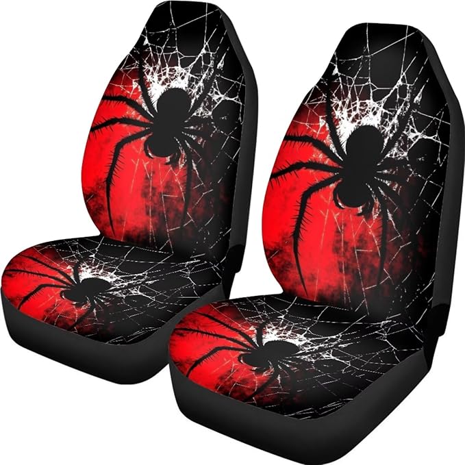 Goth Spider Car Seat Cover Waterproof Automotive Decoration Accessories for Women Men,Goth Spider Design Universal Front Seat Cover for Cars SUV Trucks, Set of 2