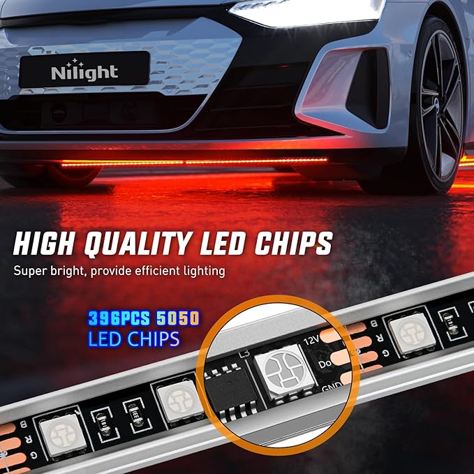 Nilight 8Pcs Aluminum Underglow Neon Accent Strip Lights 396 LEDs RGB Door Assist Multi Color DIY Sound Active Function Music Mode with APP and Remote Control Underbody Light Strips for Car Truck RV