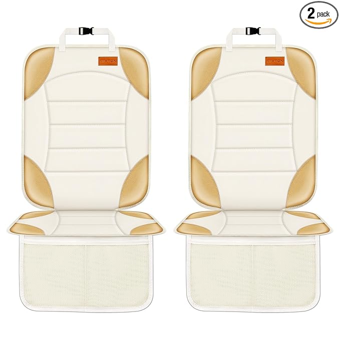 Siivton Car Seat Protector for Child, Cushion for Leather & Fabric Seats, 2 Mesh Pockets, Non-Slip Bottom, Waterproof for Vehicles - Baby & Pets (2 Pack)