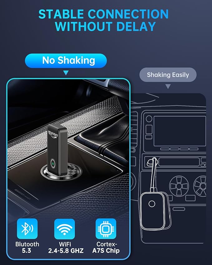 TiMOVO Wireless CarPlay Adapter, Convert Wired to Bluetooth Wireless Carplay, Plug & Play, Mini Size for iPhone iOS 10 Later & Cars from 2016 Later, Black