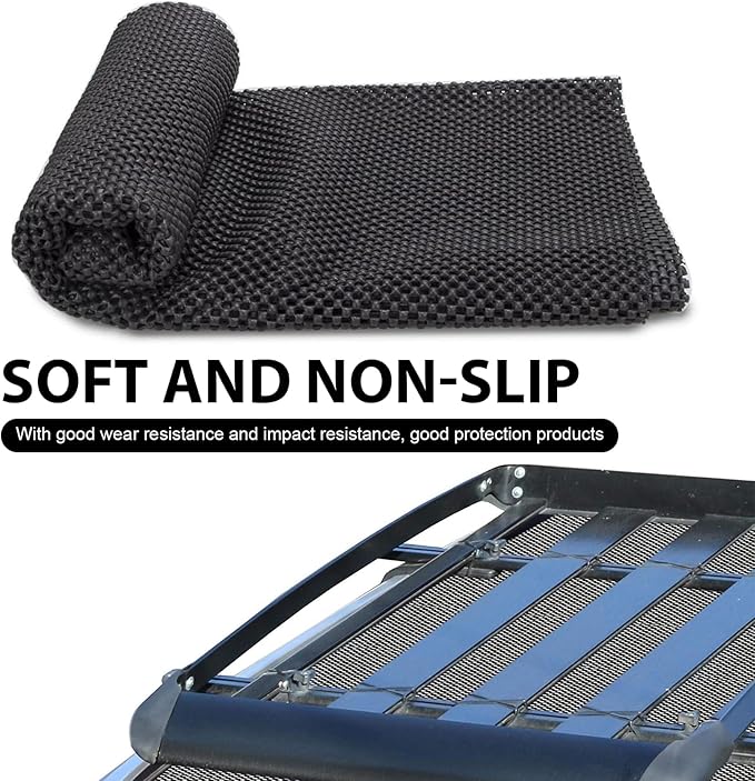 1 PCS Car Roof Non-Slip Rug Pad, 47" x 39" Roof Cargo Bag Protective Mat, PVC Car Roof Storage Bag Protective Mat, Roof Rack Accessory, for Most Vehicles (Black)