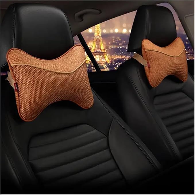 Car Headrests Cervical Neck Pillow Head Cushion Memory Foam Cotton Fit for Seat Waist Lumbar Support(Orange)