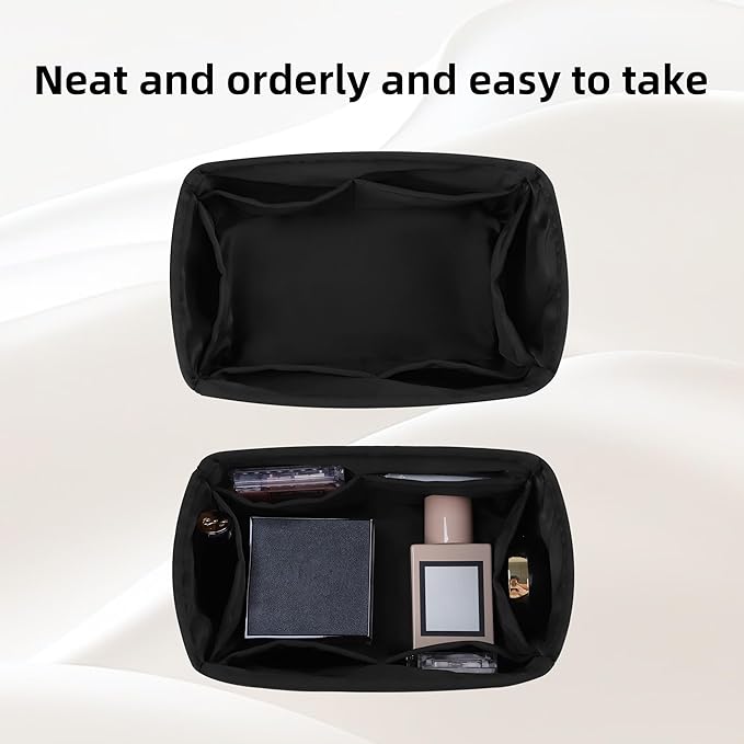 DGAZ Silk Purse Organizer Insert Fits LV Speedy 16/20/25/30/35/45 bags，Silky Smooth Bag Organizer，Luxury Handbag & Tote Shaper（Black，SP45）