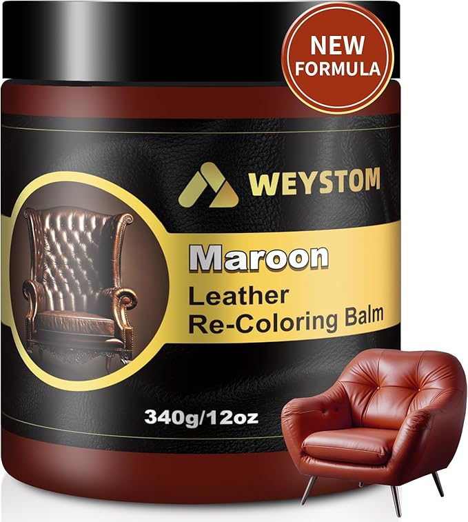 Leather Recoloring Balm, 12oz Large Size Leather Dye, Color Restorer, Scratch Repair, Furniture & Couch Restorer Kit, Repair Kit for Furniture(Maroon)