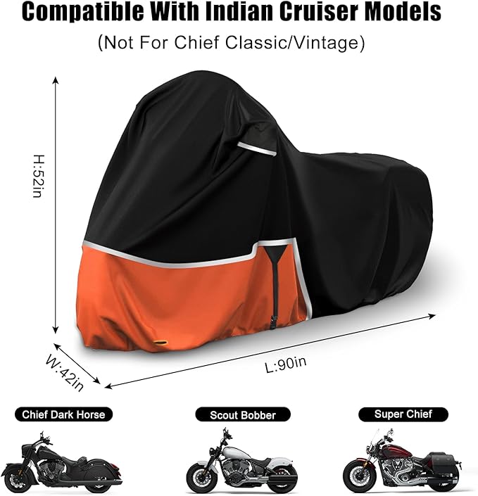 Waterproof Motorcycle Cover Replace for Indian Scout/Scout Bobber/Chief, 420D Oxford Cloth Customized Motorcycle Cover for Snow Rain Dust Protection