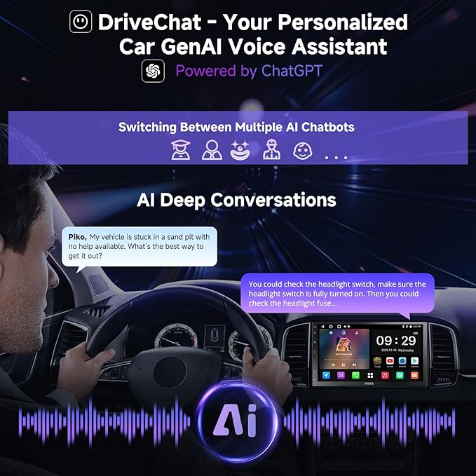ATOTO A5L Android Double DIN Car Stereo Wireless CarPlay & Wireless Android Auto, 7 Inch Car Radio in-Dash GPS Navigation, Wi-Fi/BT/USB Tethering, 24EQ, Built-in AMP, HD LRV, Backup Camera