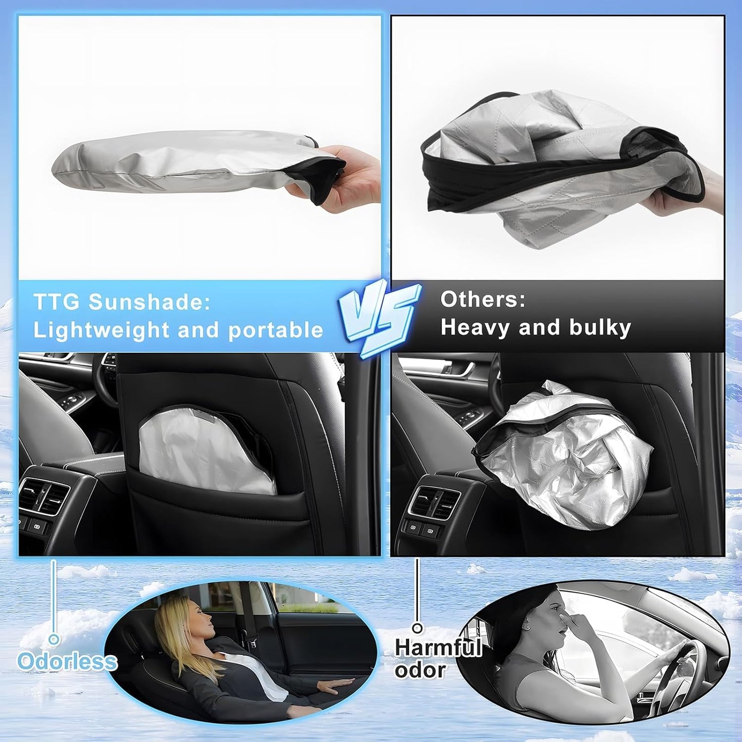 T TGBROS Windshield Sun Shade for Hyundai Santa Cruz Accessories 2022-2024 2025 Foldable Sun Shield Reflective Polyester Sun Visor Cover Custom Fit Block Heat and Sun Protection