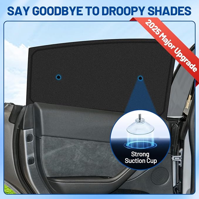 8pcs Car Window Shades for Tesla Model Y 2020-2024 Upgrade with Suction Cups Design | Full Coverage Window Covers Sunshades for Camping | Privacy Window Shade for Front, Rear, and Side Windows
