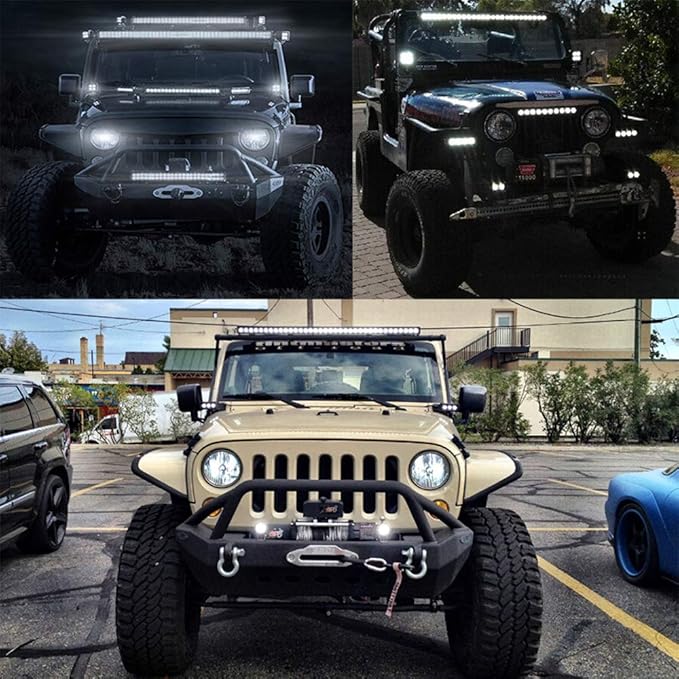 AUXTINGS 32 inch 405W Curved LED Light Bar Triple Row Work Light Spot Flood Beam with Wiring Harness kit Switch for Trucks Tractor 4X4 Boat Off Road Auto Fog Driving Lamp,12V 24V Waterproof
