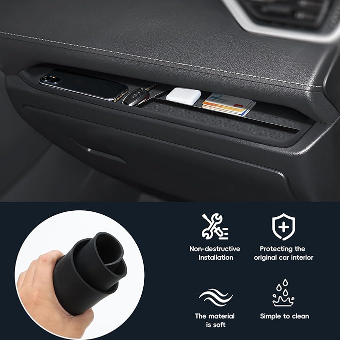 auovo Passenger Storage Organizer Mat Compatible with Toyota RAV4 Accessories 2025 2024 2023 2022 2021 2020 2019 RAV-4 Drivers Side Cubby Organizer Passenger Glove Box Organizer Tray (3PCS)