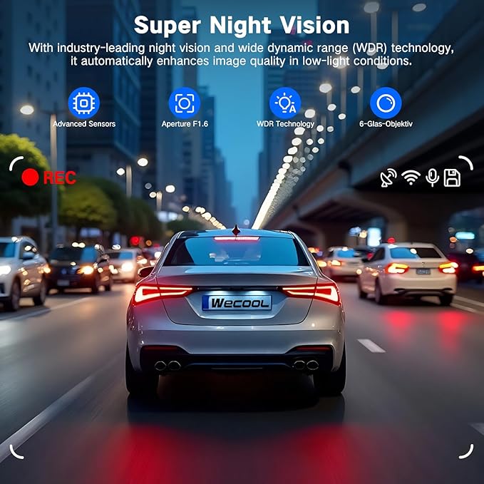 Dash Cam 3 Channel Front and Rear and Inside, 4K UHD 360 Dash Camera for Cars with 64GB Card, Car Cameras Dash Cam with, 5GHz WiFi, G-Sensor, Loop Recording, 24H Parking Monitor, Night Vision