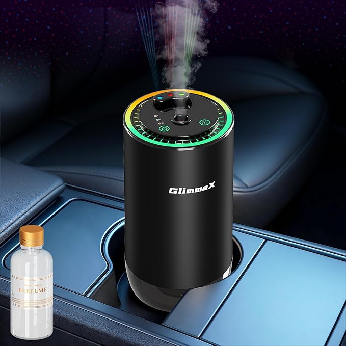 Smart Car Air Freshener Diffuser with Starry Sky Projection and 50ml Perfume, Auto On/Off Intelligent, 3 Adjustable Spray Modes Rechargeable Car Aroma Diffuser, Cologne
