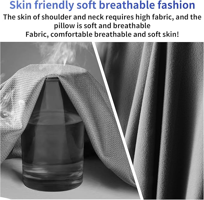 LIQUN Memory Foam Car Neck Pillow, Neck Support Pillow, Neck Support Pad Pain Relief, Adjustable Belt and Breathable Detachable, Suitable for Most Car Pillows Grey