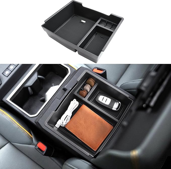 2024 2025 2026 Tacoma Center Console Organizer for Toyota Tacoma (SR5/TRD Off-Road/TRD Sport/TRD Pro/Limited/Trailhunter), Durable ABS Plastic Armrest Tray Insert 2025 2026 Tacoma Accessories