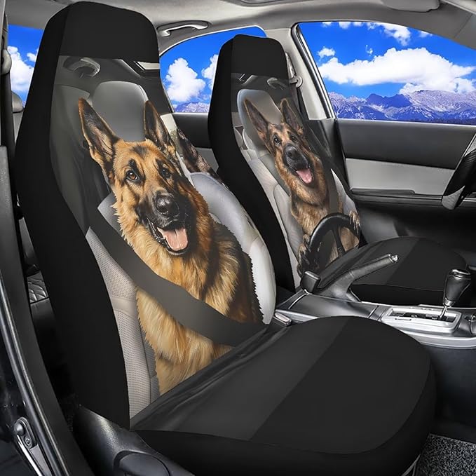 German Shepherd Family Car Seat Cover Front Seats Only,Soft Saddle Blanket Cushion Cover Premium Polyester Seat Covers for Cars Trucks and SUVs