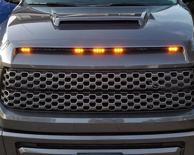 iJDMTOY 5-Bar/Section Amber Yellow 15-LED Hood Bulge Behind Grille Light Kit Compatible with Toyota 2014-2021 Tundra