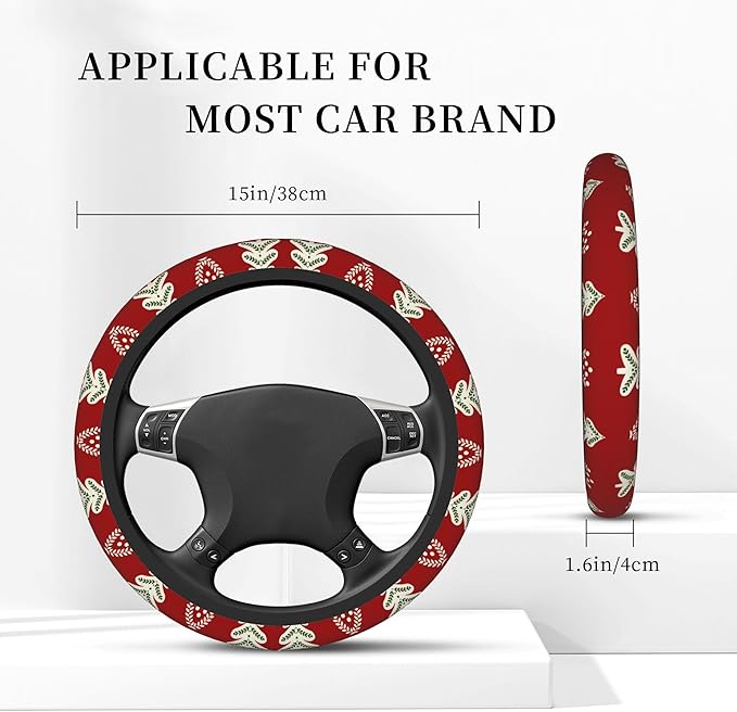 Christmas Tree Car Steering Wheel Cover, Non-Slip Absorbing Sweat Car Wheel Cover Accessories for Men Women,Universal 15" Fit Auto SUV Vans Trucks